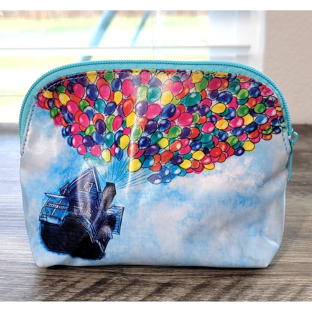 Loungefly Disney Pixar UP House Balloons‎ Blue Cosmetic Makeup Supplies Zip Bag